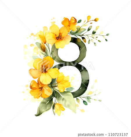 Watercolor flowers 8 march Women's Day vector 110723137