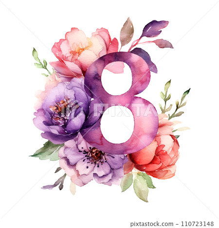 Watercolor flowers 8 march Women's Day vector Watercolor flowers 8 march Women's Day vector 110723148