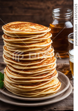 stack of very thin pancakes. traditional for Russian pancake week. Shrove tide stack of very thin pancakes. traditional for Russian pancake week. Shrove tide 110723325