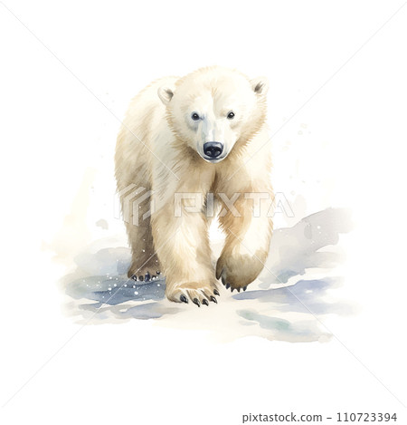 polar bear watercolor children's book illustration style on white background polar bear watercolor children's book illustration style on white background 110723394