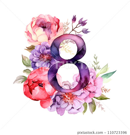 Watercolor flowers 8 march Women's Day vector Watercolor flowers 8 march Women's Day vector 110723396