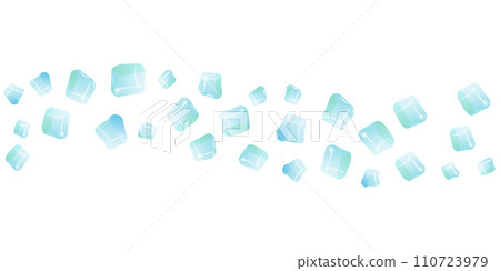 Transparent glass cube shapes in realistic style. Poster, banner, and social media design. Vector illustration. 110723979