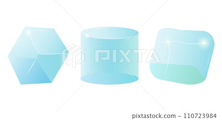 Transparent glass cube shapes in realistic style. Set of geometric shapes. Square podium ice. Poster, banner, and social media design. Vector illustration. Transparent glass cube shapes in realistic style. Set of geometric shapes. Square podium ice. Poster, banner, and social media design. Vector illustration. 110723984
