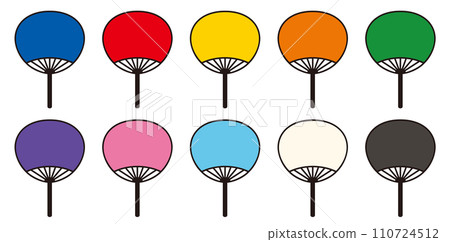 Colorful standard fan icon set (black handle)/fan set 110724512