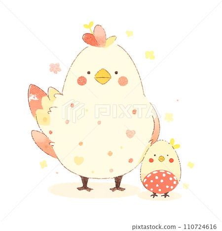 cute illustration chicken with easter egg watercolor on white background 110724616