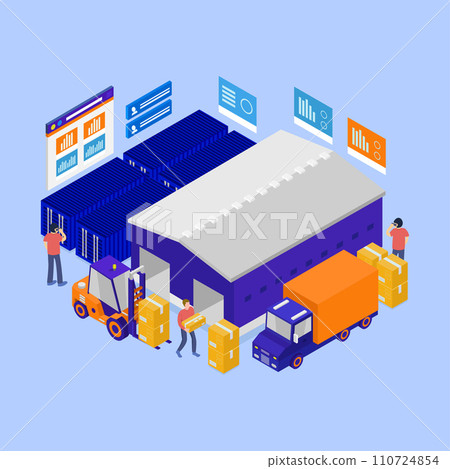 Logistics warehouse isometric Logistics warehouse isometric 110724854