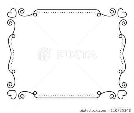 Vintage frame border divider text black line. Heart valentine separator editable stroke filigree rectangle greeting card restaurant menu wedding decor book cover pattern framework template isolated Vintage frame border divider text black line. Heart valentine separator editable stroke filigree rectangle greeting card restaurant menu wedding decor book cover pattern framework template isolated 110725348