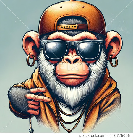 Monkey representing hip hop music. Monkey representing hip hop music. 110726006