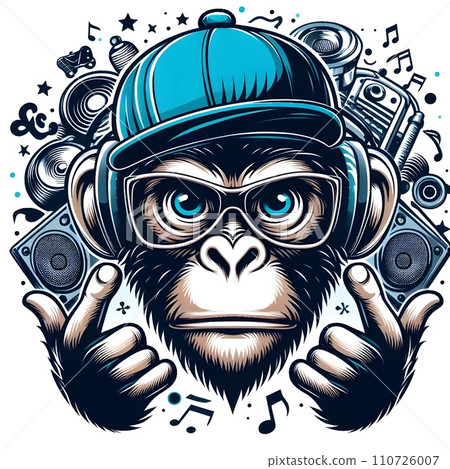 Monkey representing hip hop music. 110726007
