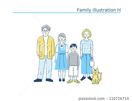 Smiling family whole body H Smiling family whole body H 110726719