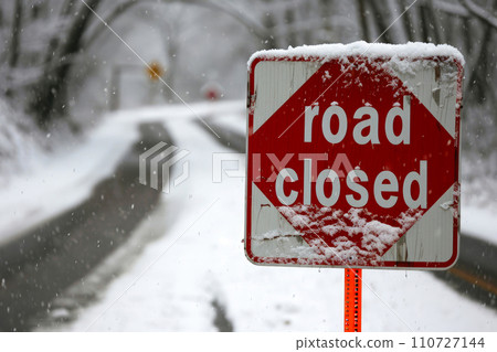 Snow-Covered Road Closure Snow-Covered Road Closure 110727144