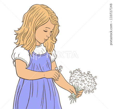 Little girl with wildflowers 110727148