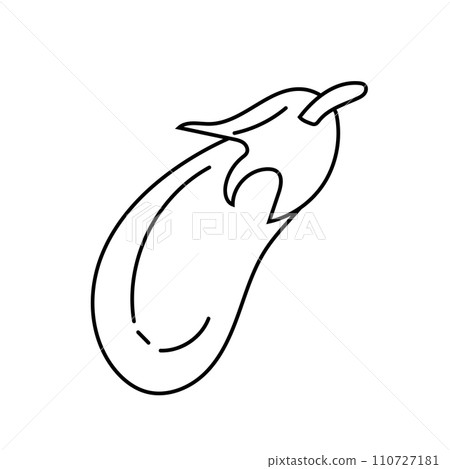 Vegetable eggplant zucchini in doodle style, black and white line art, isolated on white background. Vegetable eggplant zucchini in doodle style, black and white line art, isolated on white background. 110727181