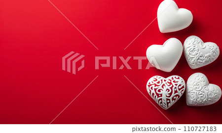 Elegant White Hearts on Crimson 110727183