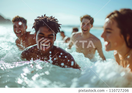 Colorful Gen Z Crew Making Waves at the Beach Colorful Gen Z Crew Making Waves at the Beach 110727206