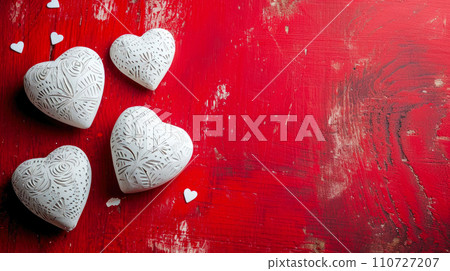 Whimsical White Hearts on a Red Field Whimsical White Hearts on a Red Field 110727207
