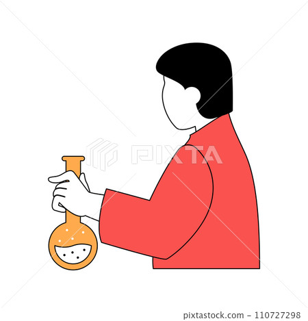 School learning concept with cartoon people in flat design for web. Student with test tube making chemical research in laboratory. Vector illustration for social media banner, marketing material. 110727298