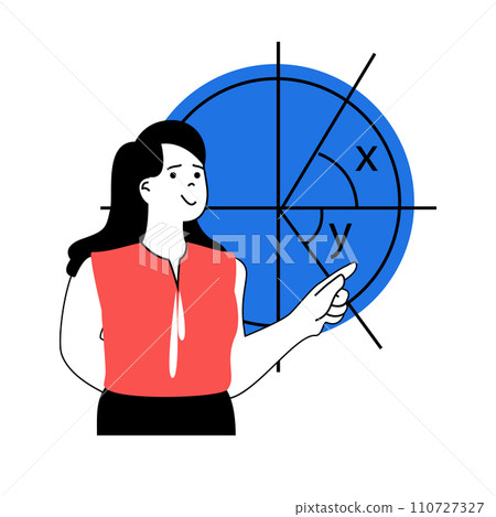 School learning concept with cartoon people in flat design for web. Teacher explaining math problems solving in mathematics seminar. Vector illustration for social media banner, marketing material. 110727327