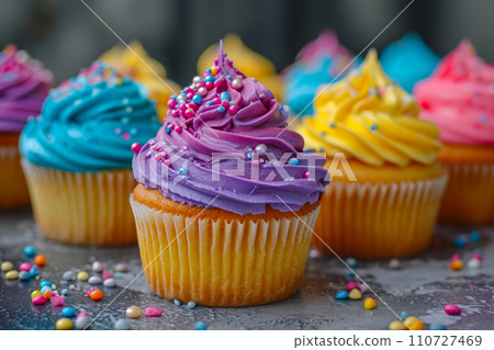 Whimsical Cupcake Array: Bursting Hues Whimsical Cupcake Array: Bursting Hues 110727469