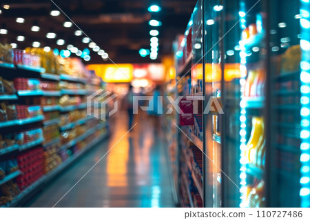 Busy Retail Space: Customers Exploring Aisles 110727486