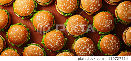 Precision Arrangement of Delicious Burgers Precision Arrangement of Delicious Burgers 110727514