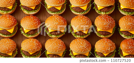 Artistic Alignment of Tasty Burgers Artistic Alignment of Tasty Burgers 110727520