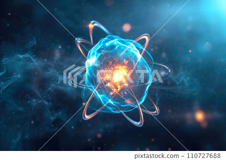 Atomic Aura: Nucleus with Ethereal Electron Halo Atomic Aura: Nucleus with Ethereal Electron Halo 110727688