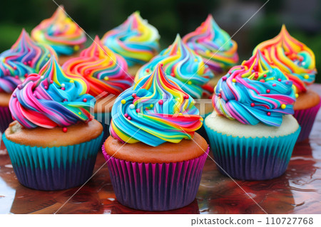 Chromatic Cupcake Extravaganza: Taste the Rainbow 110727768
