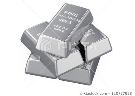 Palladium Ingots. 3D rendering Palladium Ingots. 3D rendering 110727938