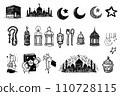 Set of hand drawn Ramadan holy month related. Doodle Vector illustration. 110728115