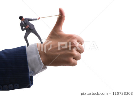 Businessman pulling rope in approve concept 110728308