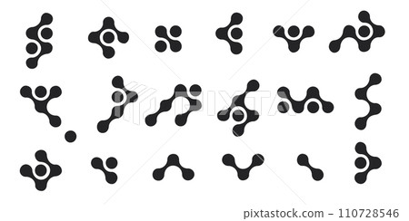 Pattern with circle connect shape. Metaball dots icon. Integration technology symbols. Abstract point movement. Transition connected round blobs. Vector texture illustration Isolated white background. 110728546