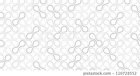 Seamless pattern with circle connect shape. Metaball dots icon. Integration technology symbols. Abstract point movement. Transition round blobs. Vector texture illustration Isolated white background. 110728552