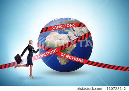 Concept of global political and economic sanctions 110728842