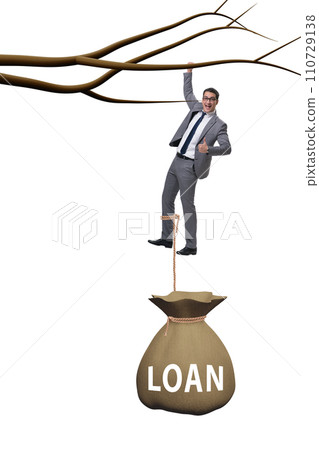 Businessman hanging on tree branch 110729138
