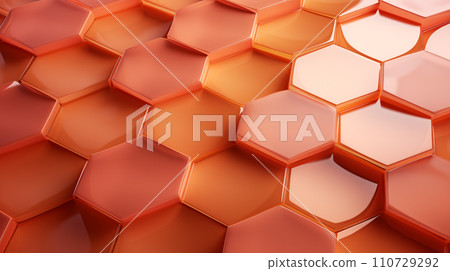 AI-generated content. geometric pattern with copper hexagons creating an abstract background AI-generated content. geometric pattern with copper hexagons creating an abstract background 110729292
