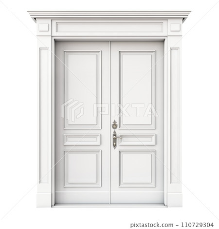AI-generated content. Classic doors isolated on a transparent or white background. Classic door style close up. A design element to be inserted into a design or project. 110729304