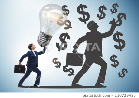 Businessman in money making idea concept Businessman in money making idea concept 110729453