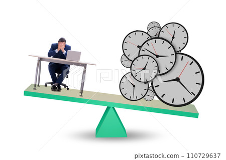 Businessman in deadline and time pressure concept 110729637
