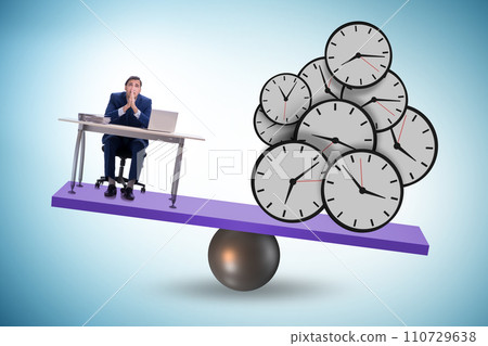 Businessman in deadline and time pressure concept 110729638