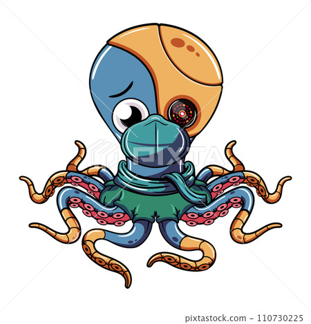 Cartoon cyborg octopus character comics. Illustration for fantasy, science fiction and adventure comics Cartoon cyborg octopus character comics. Illustration for fantasy, science fiction and adventure comics 110730225