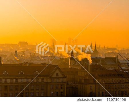 Winter frosty morning in old Prague Winter frosty morning in old Prague 110730496