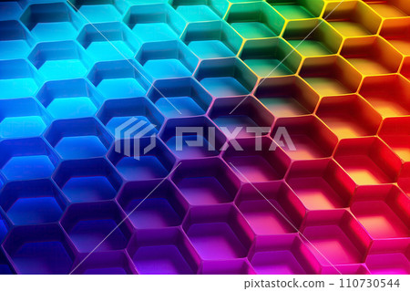 Vibrant Honeycomb Gradient Pattern Background 110730544