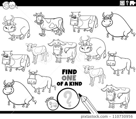 one of a kind game with cartoon cows farm animals coloring page one of a kind game with cartoon cows farm animals coloring page 110730956