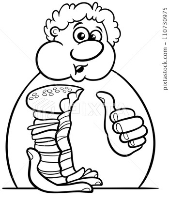 cartoon man character eating big cheeseburger coloring page cartoon man character eating big cheeseburger coloring page 110730975