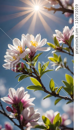 Beautiful magnolia flowers under sunlight Beautiful magnolia flowers under sunlight 110731039