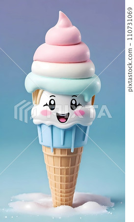 Kawaii cartoon ice cream with funny face drawing artwork 110731069