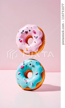 Kawaii cartoon donut with frosting drawing artwork Kawaii cartoon donut with frosting drawing artwork 110731077