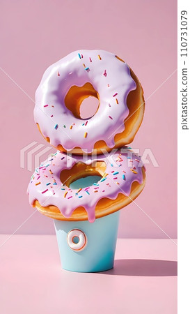 Kawaii cartoon donut with frosting drawing artwork 110731079