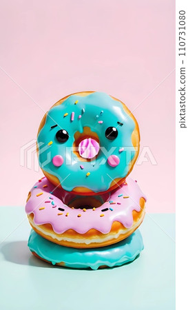 Kawaii cartoon donut with frosting drawing artwork Kawaii cartoon donut with frosting drawing artwork 110731080